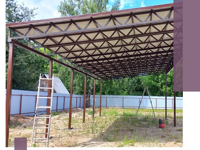 Односкатные навесы под ключ в Дубне — изготовление и монтаж