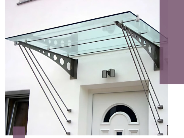 Козырьки над входом под ключ в Дубне — изготовление и монтаж